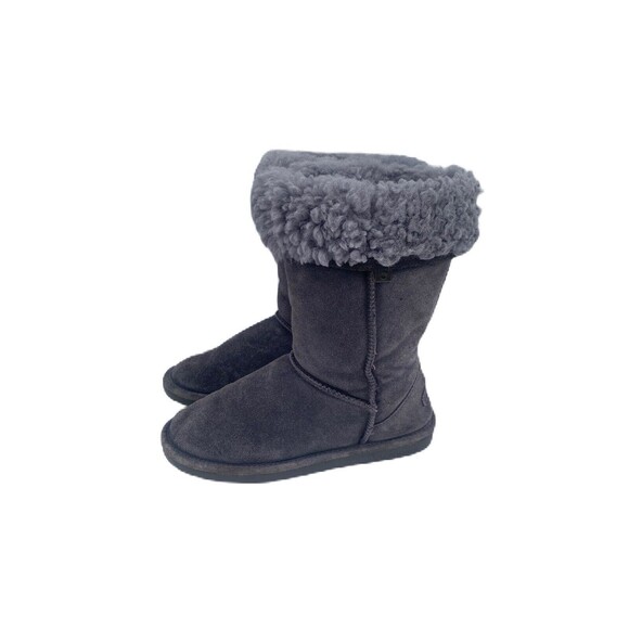 BEARPAW Tall Woman’s Size 8 Gray Suede Upper Sheepskin Wool Lined Boots Slip-On - Picture 2 of 16
